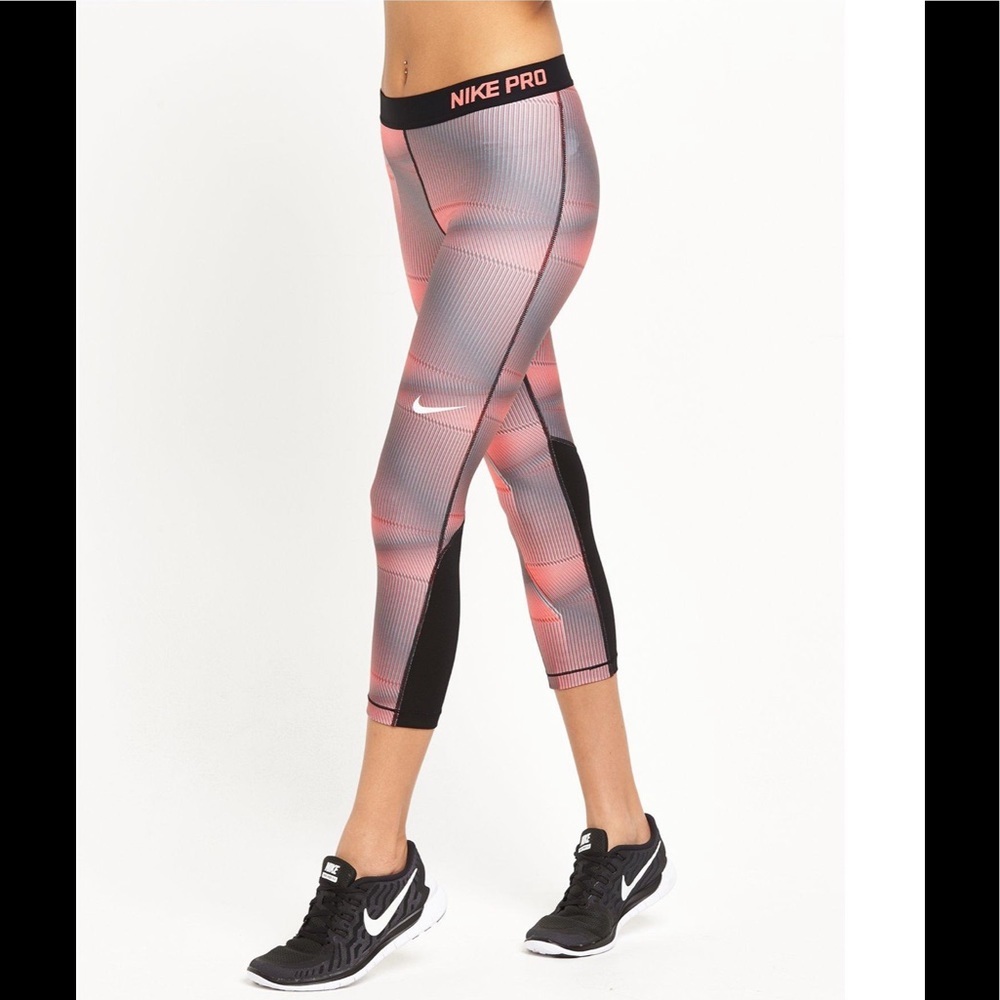 Nike Pro-Dri-Fit Pants Run Crop Capris Multicolor Elastic Waist Athletic Legging